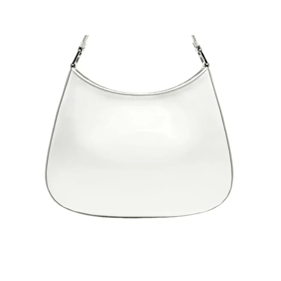 Prada Cleo Leather Bag White Shoulder Brushed - Picture 1 of 7